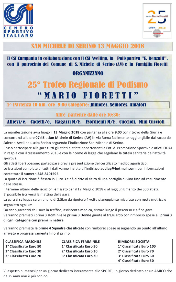 SanMichele di Serino Trofeo Fioretti 2018