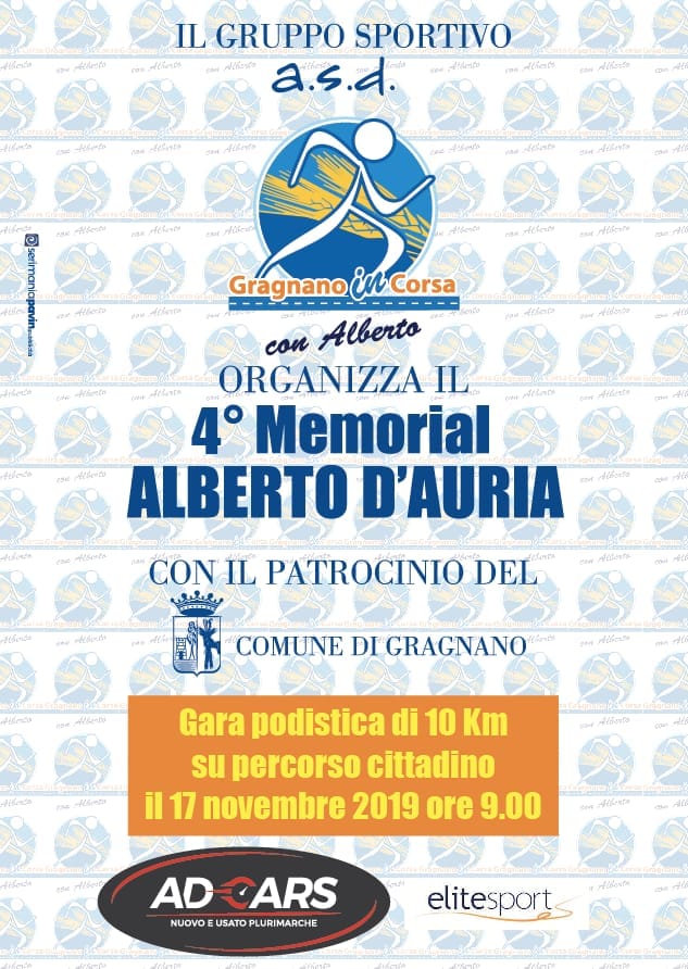 Memorial D'Auria 2019 gara podistica di Gragnano