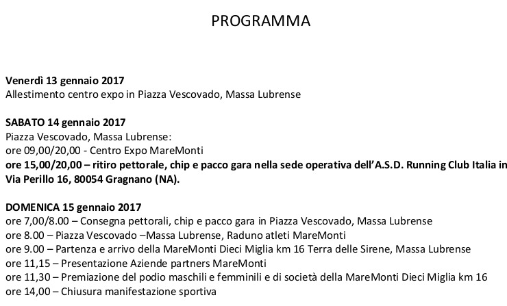 Massa Lubrense Sorrento programma Maremonti 2017